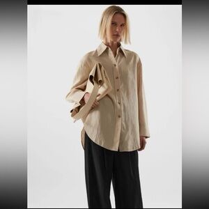 COS Oversized Linen Shirt in Beige size 10